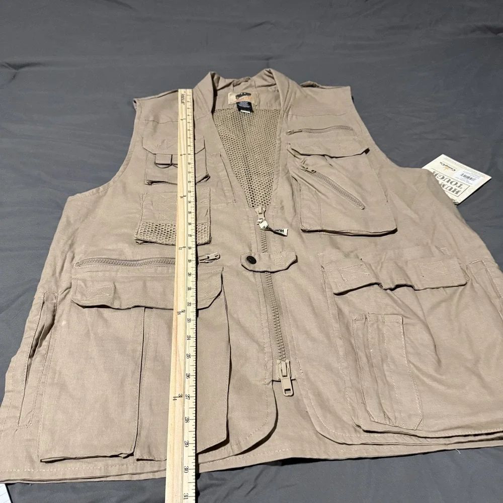 Humvee Safari Photo Fishing Hunting Khaki Tan Mens L Vest 21 Pockets NWT